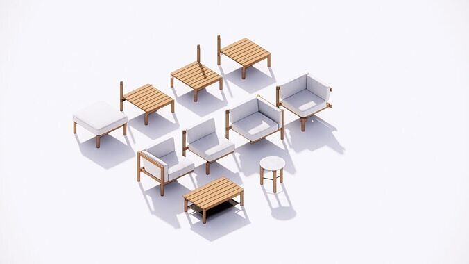 Neighbour Haven modular teak outdoor furniture 3d sketchup model 3D model