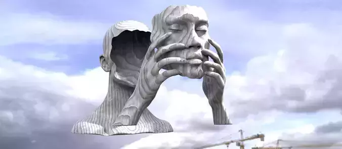 Garden Face sculpture face larger 