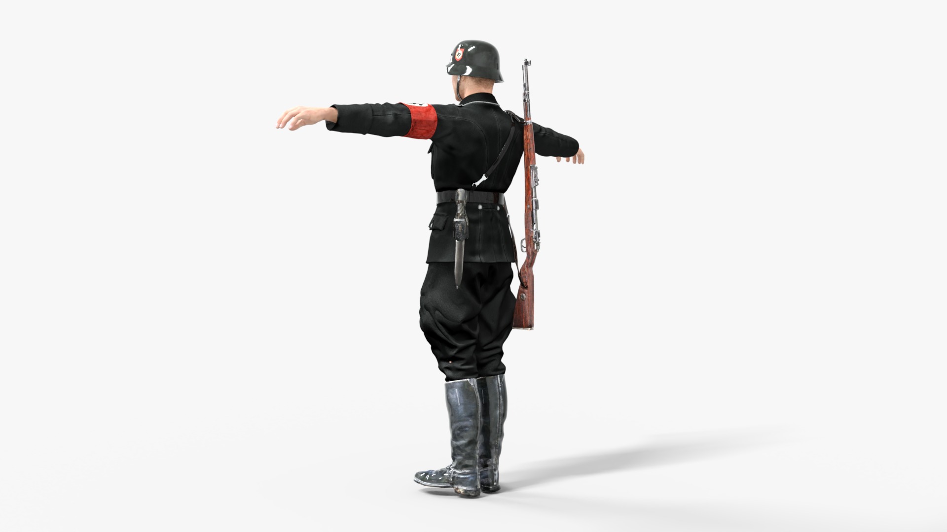 German SS Black Uniform WWII  Low-poly 3D model_7