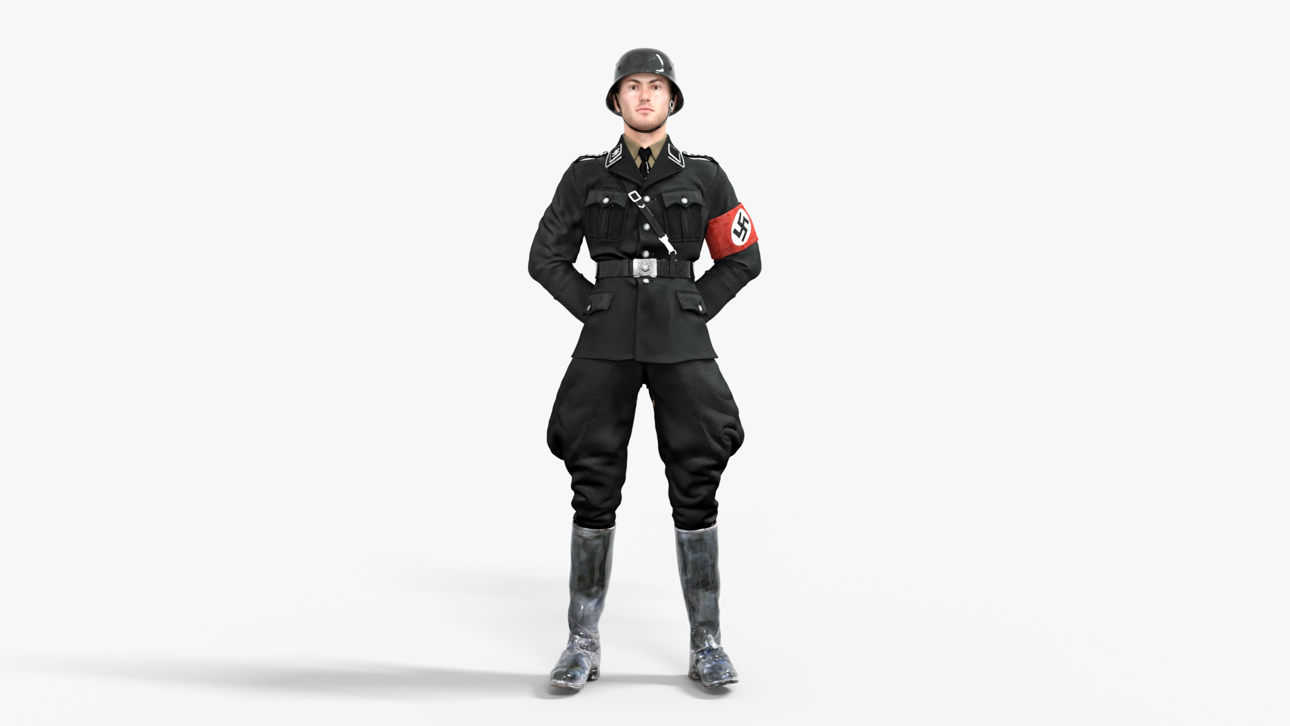 German SS Black Uniform WWII  Low-poly 3D model_3