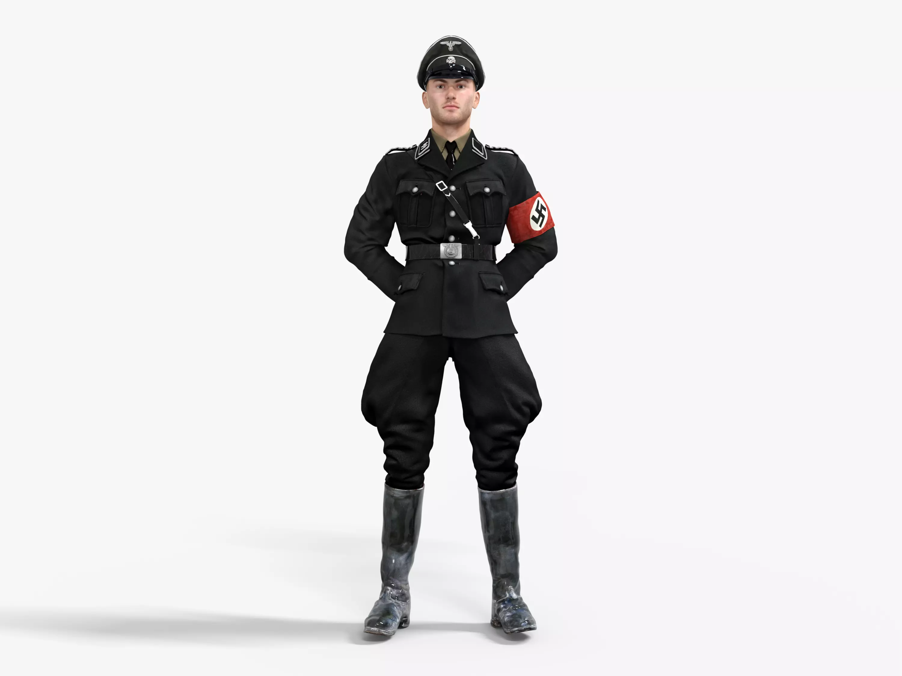 German SS Black Uniform WWII  Low-poly 3D model_0