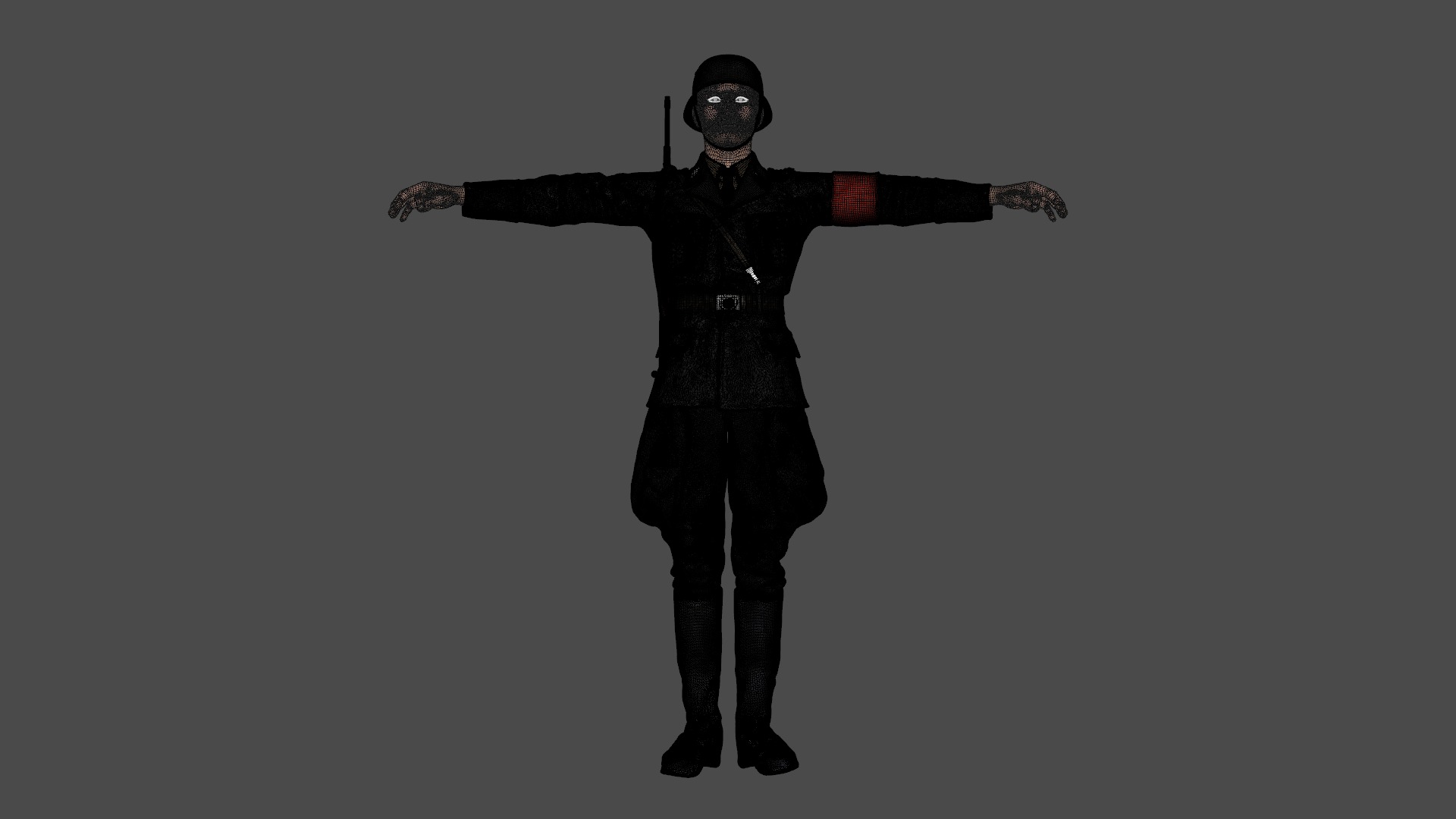 German SS Black Uniform WWII  Low-poly 3D model_17
