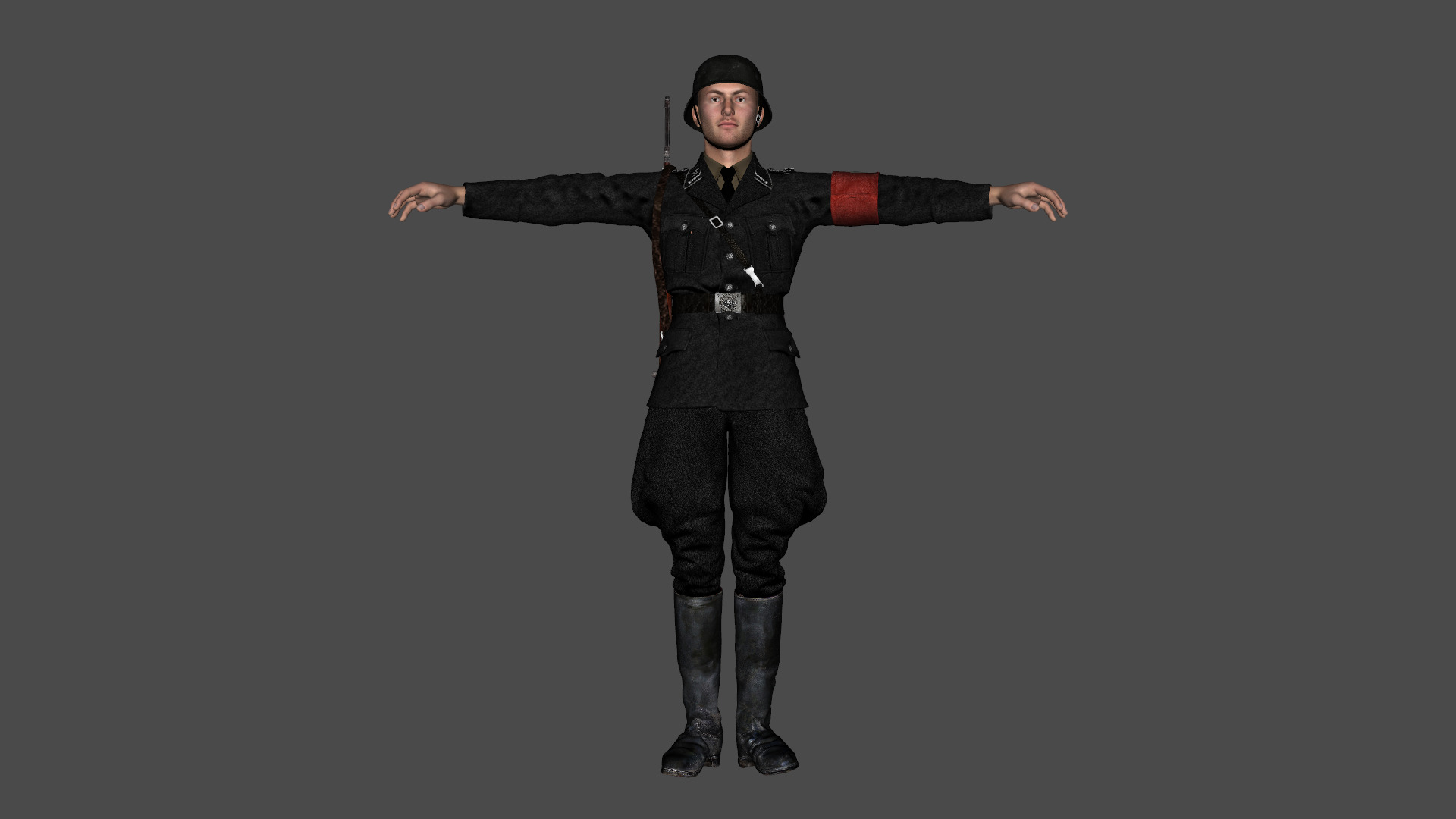 German SS Black Uniform WWII  Low-poly 3D model_24