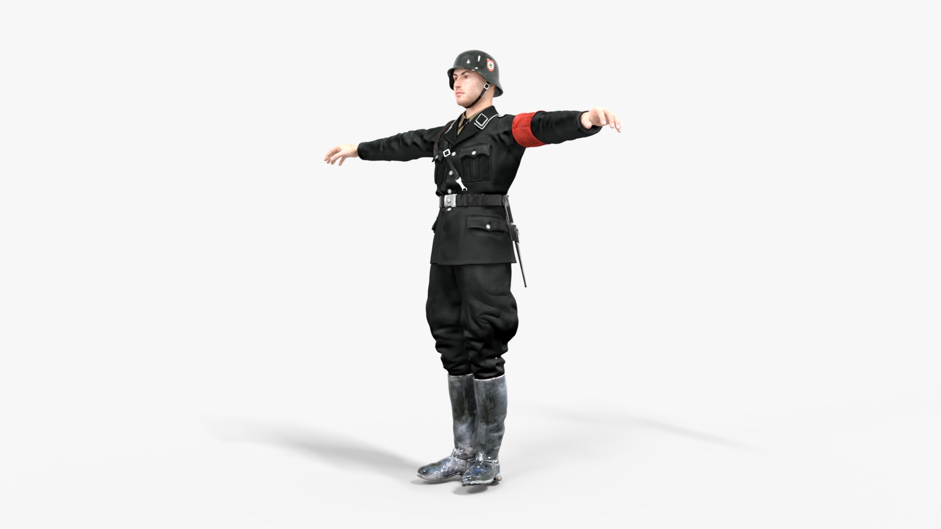 German SS Black Uniform WWII  Low-poly 3D model_6