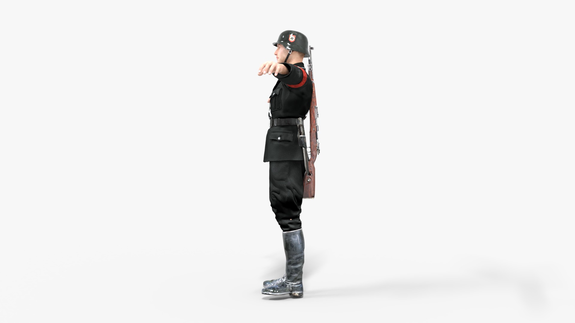 German SS Black Uniform WWII  Low-poly 3D model_10