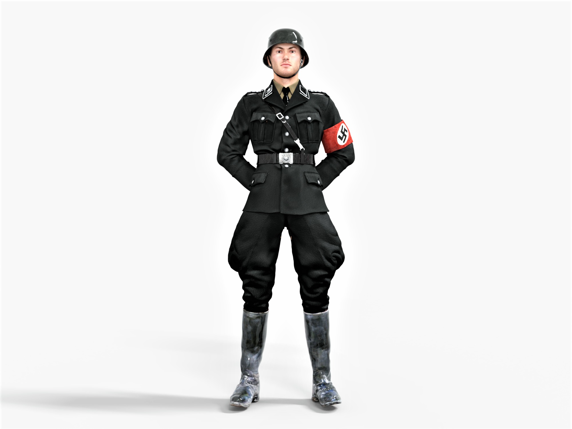 German SS Black Uniform WWII  Low-poly 3D model_2