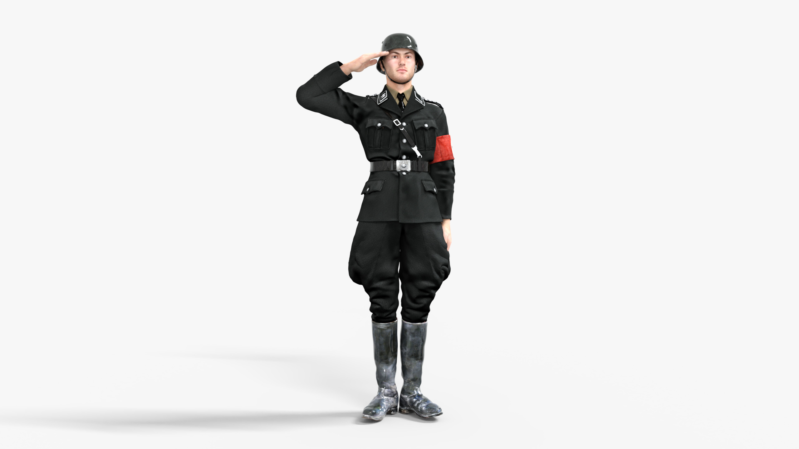 German SS Black Uniform WWII  Low-poly 3D model_4