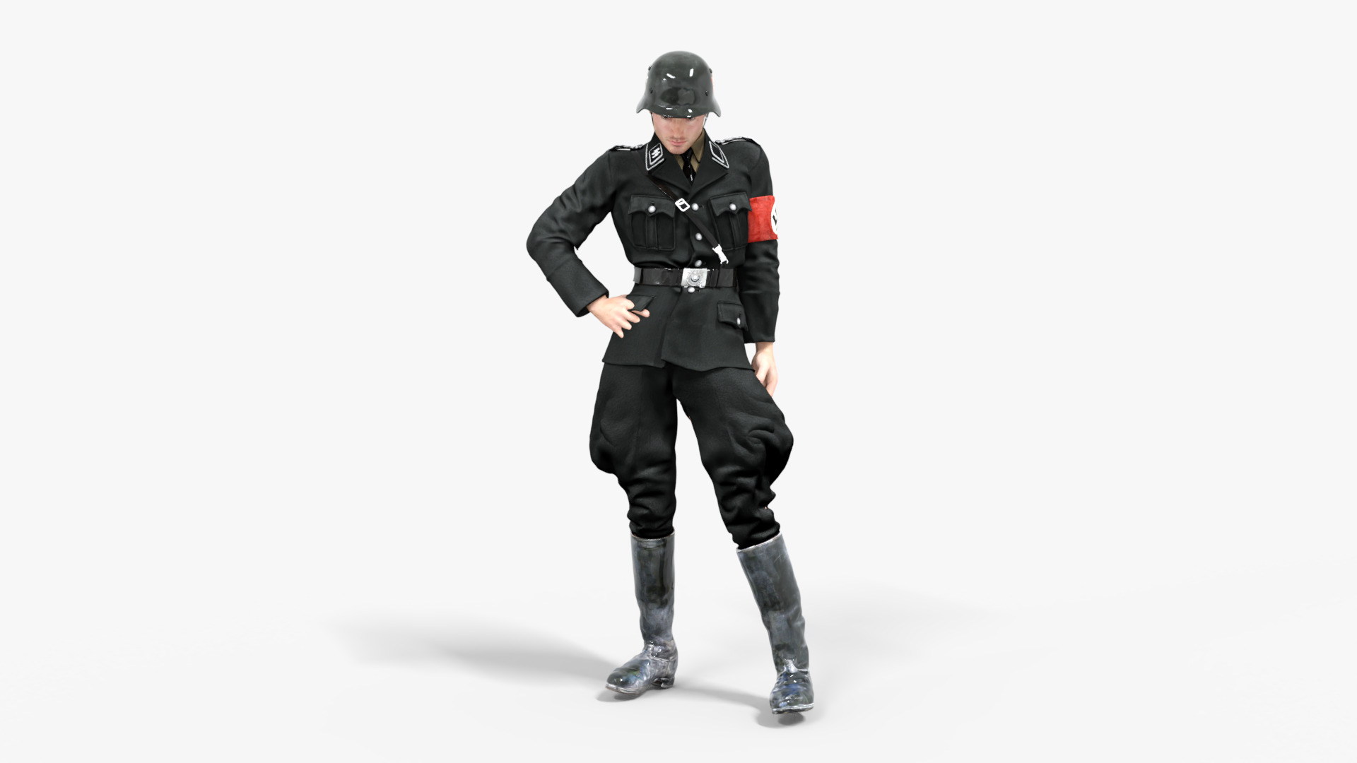 German SS Black Uniform WWII  Low-poly 3D model_5