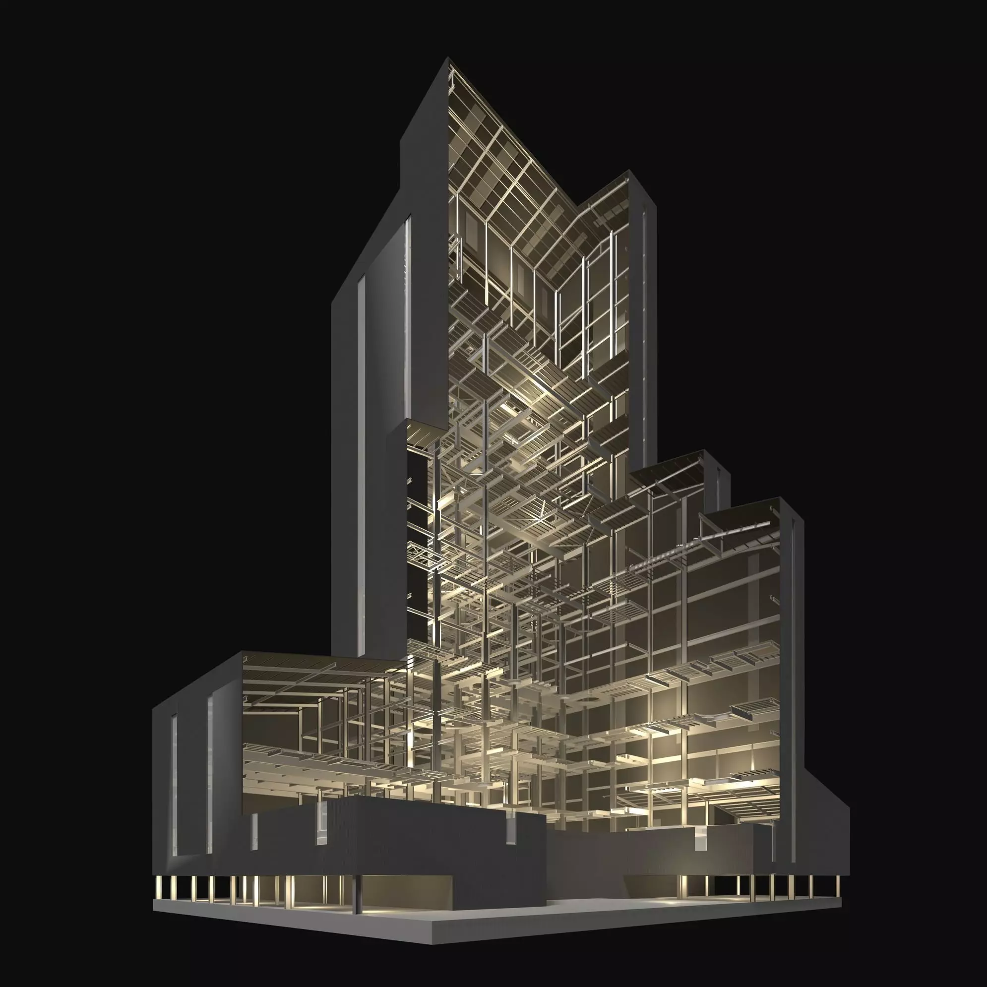 Factory tower in cutaway section 25i06 3D model_0