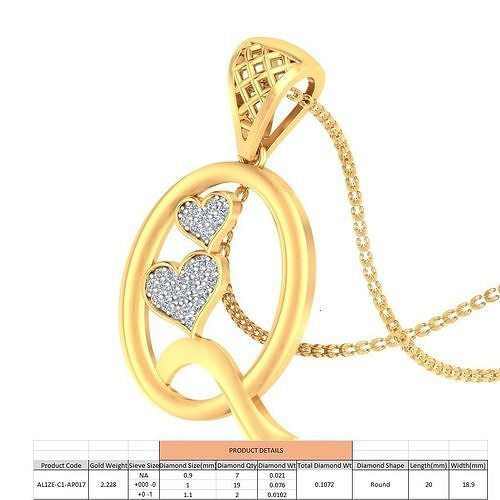 Heart Pendant Render 3dm STL OBJ FBX Details 3D print model