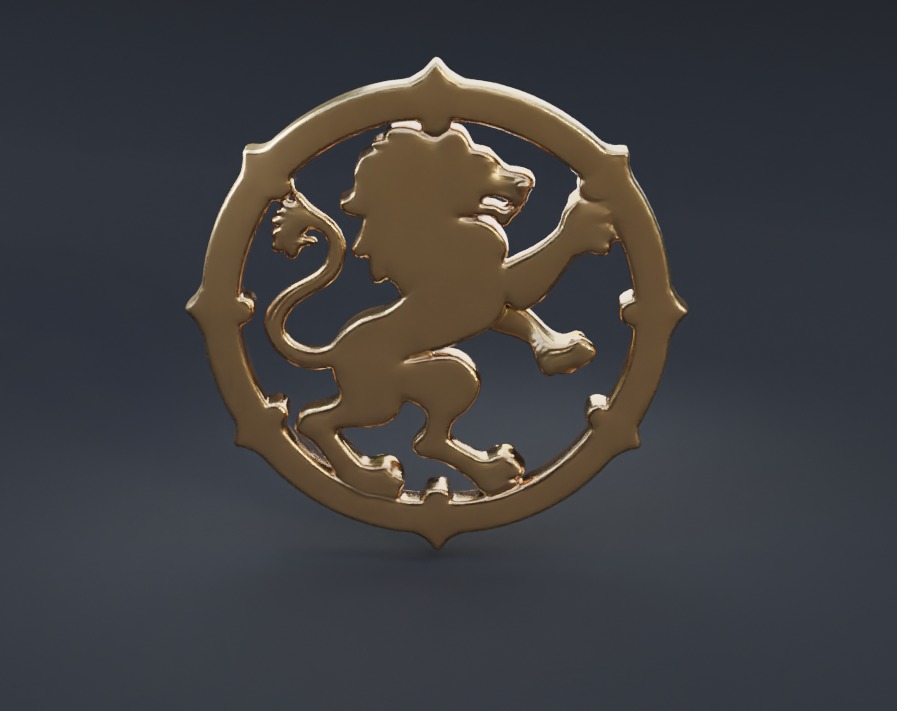 Golden Lion Symbol Emblem Low-poly 3D model_3