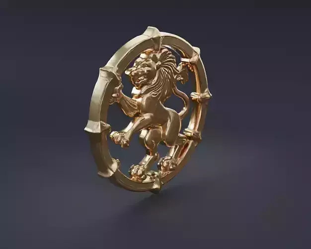 Golden Lion Symbol Emblem