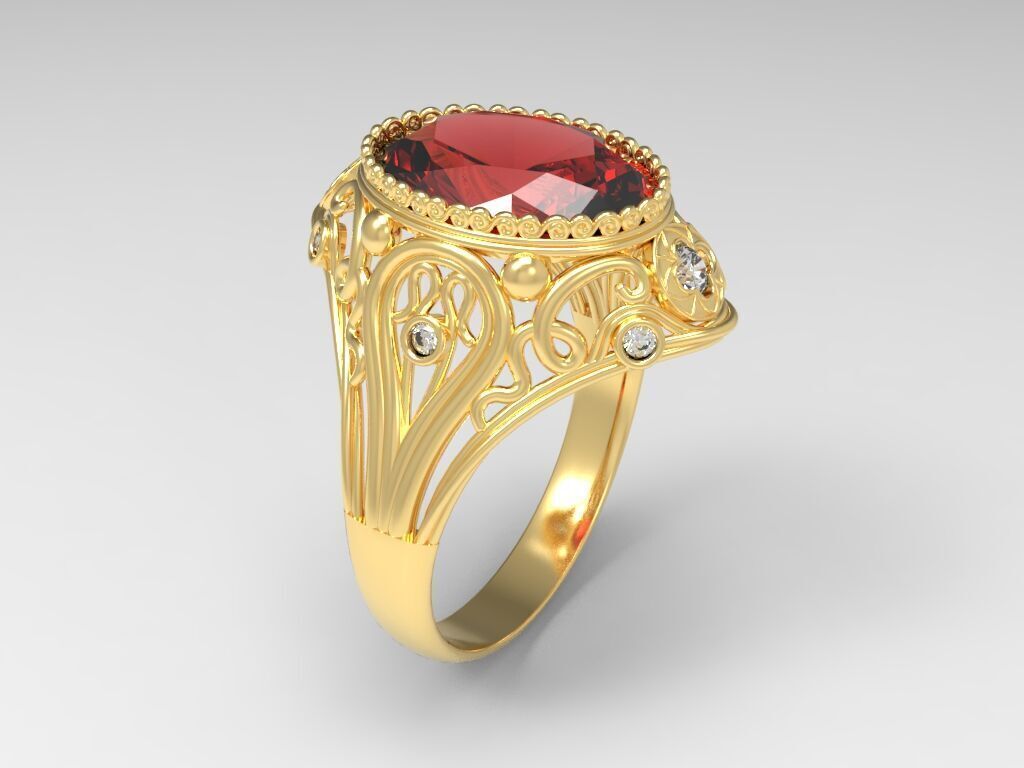 Pattern oval ring many sizes 3D print model_1