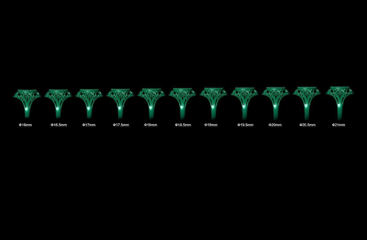 Pattern oval ring many sizes 3D print model_4