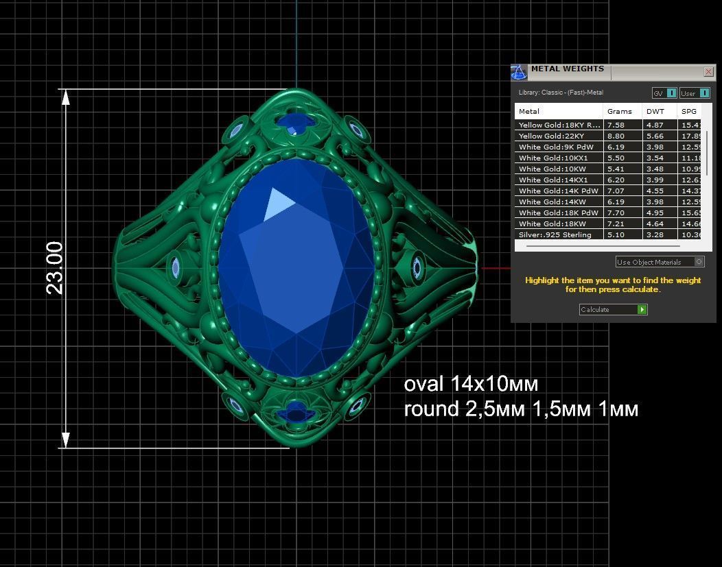 Pattern oval ring many sizes 3D print model_2