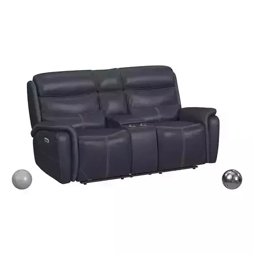 Aruba Power Motion Loveseat  Console In Pebble Navy 3D model