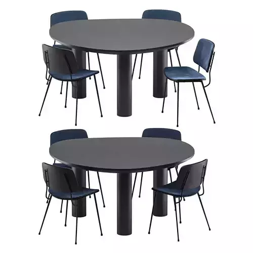 Soborg chair by Fredericia steel base and Dining Table Lombardo