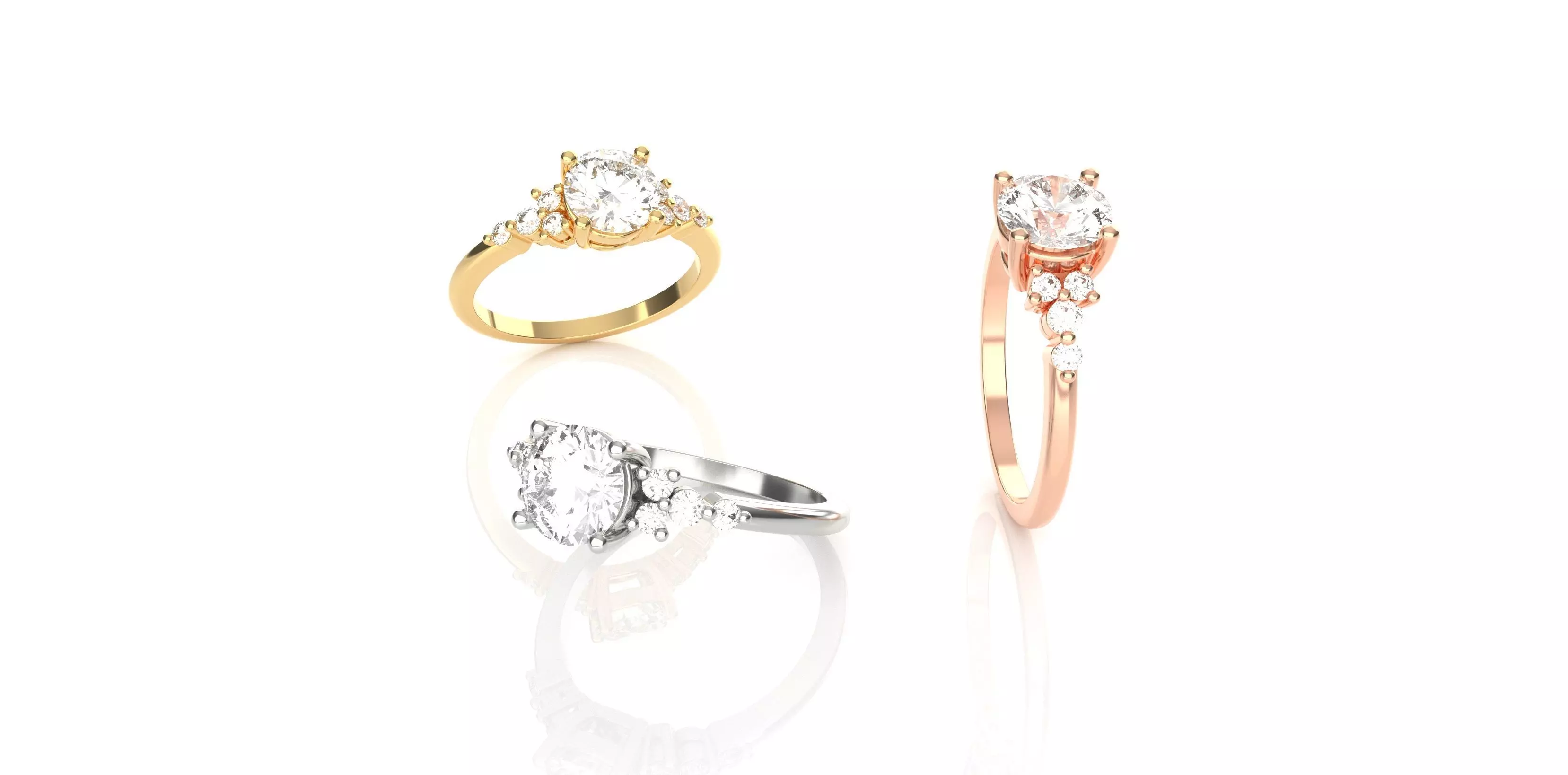 Round Diamond Engagement Ring 3D print model_0