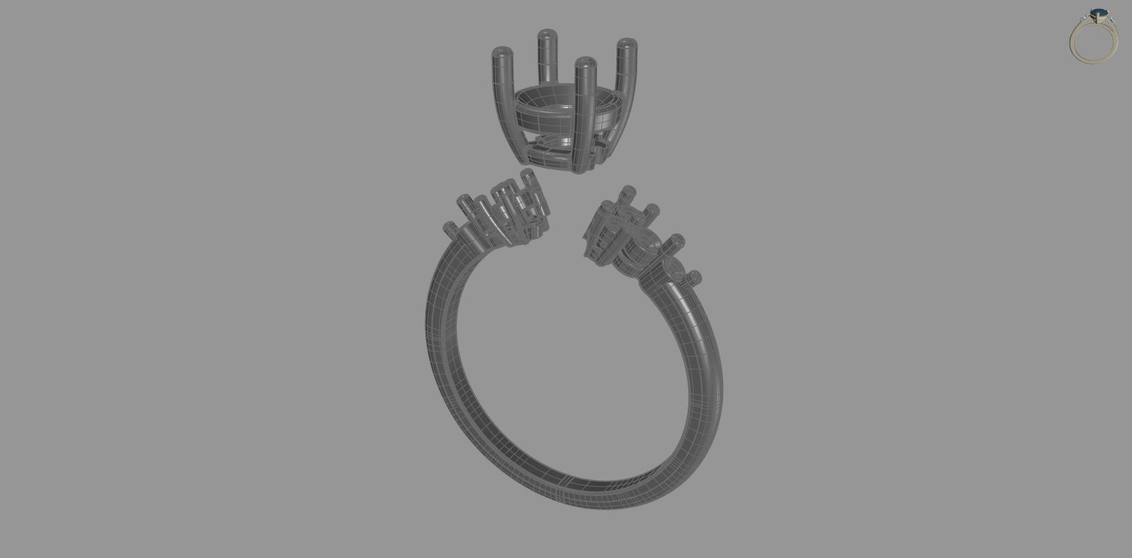 Round Diamond Engagement Ring 3D print model_6