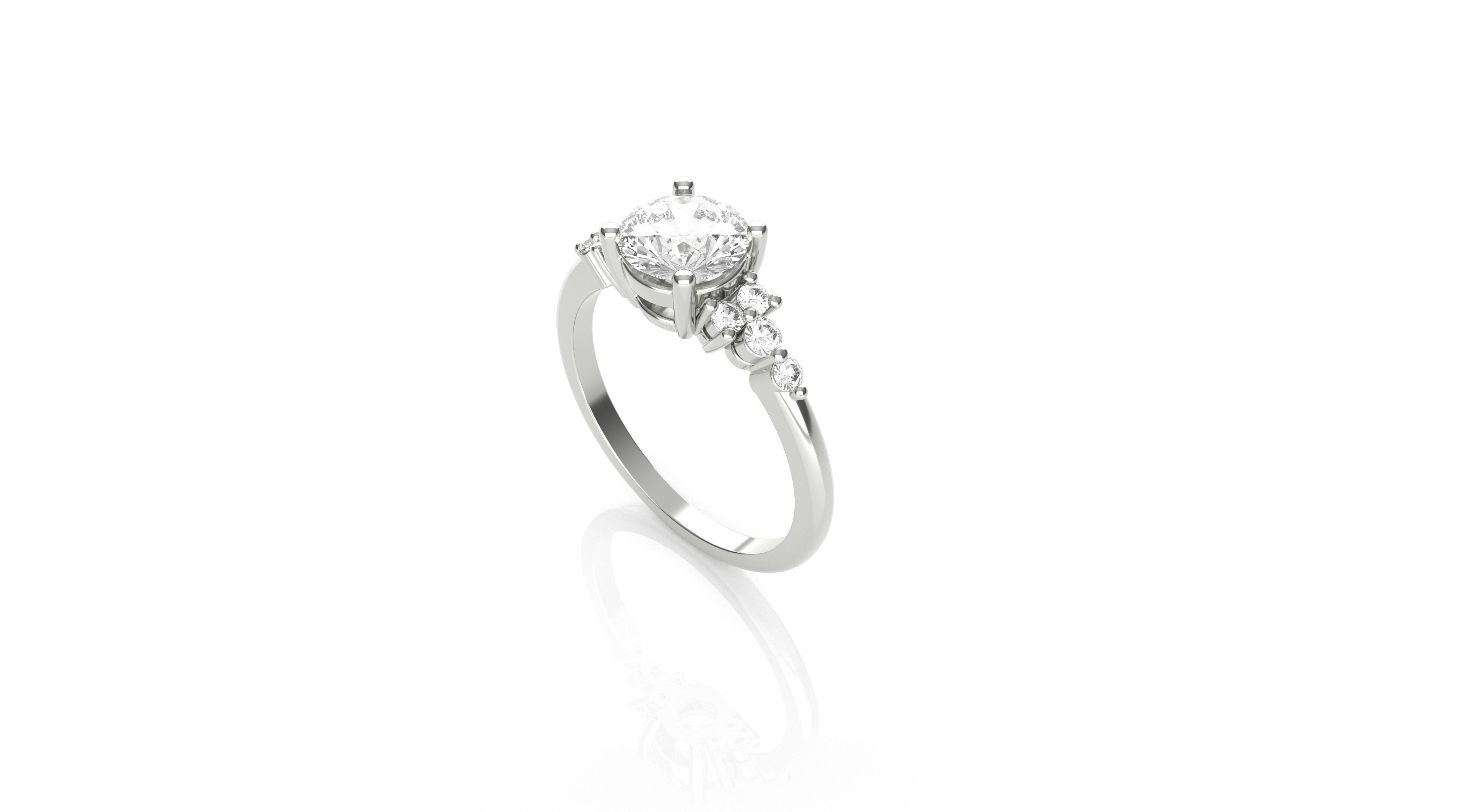 Round Diamond Engagement Ring 3D print model_3