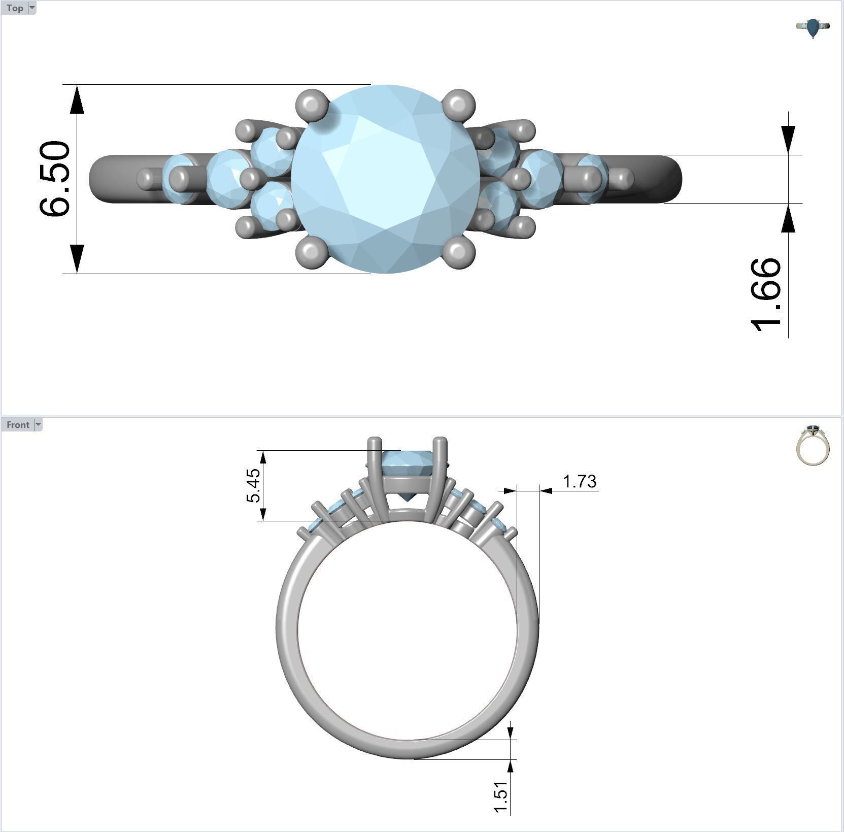 Round Diamond Engagement Ring 3D print model_5