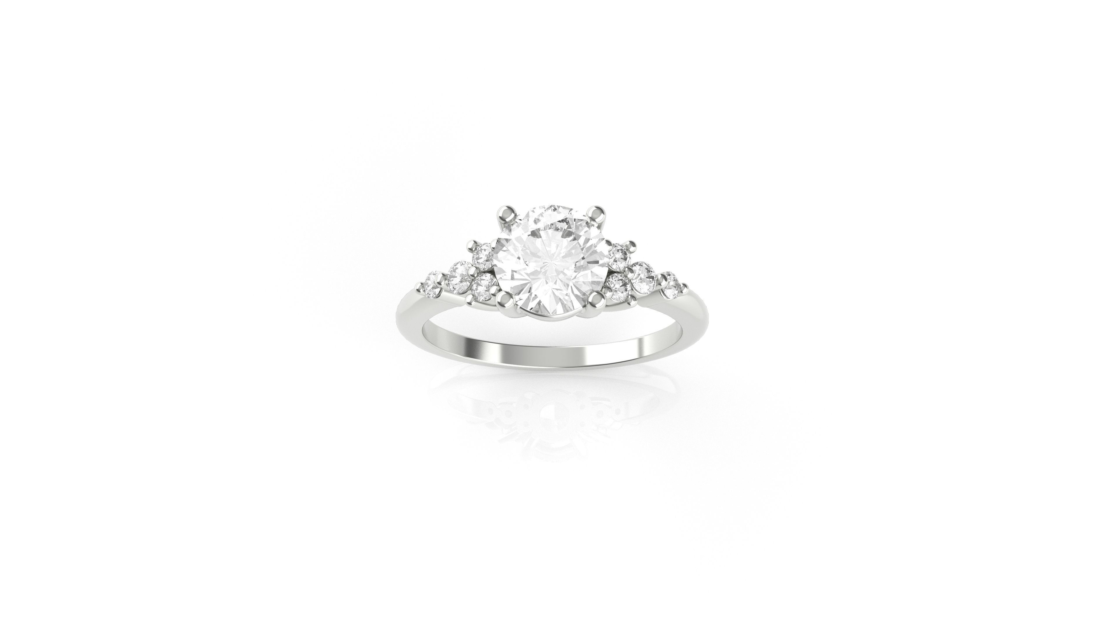 Round Diamond Engagement Ring 3D print model_1