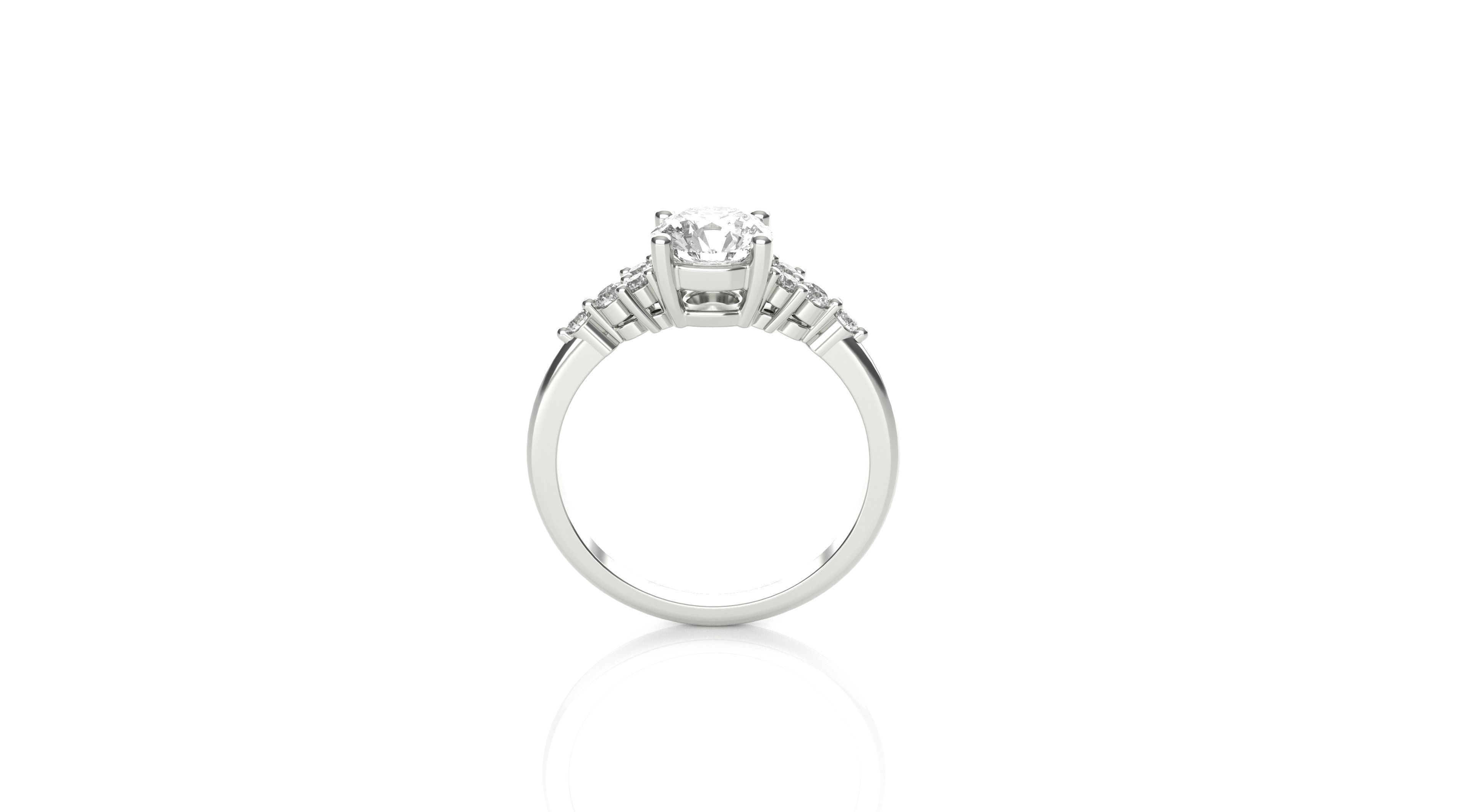 Round Diamond Engagement Ring 3D print model_2