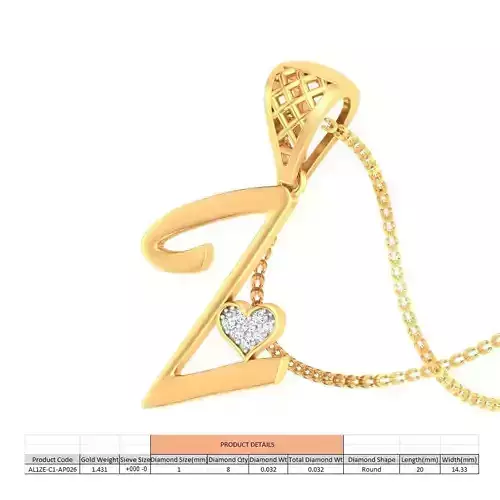 Heart Pendant Render 3dm STL OBJ FBX Details