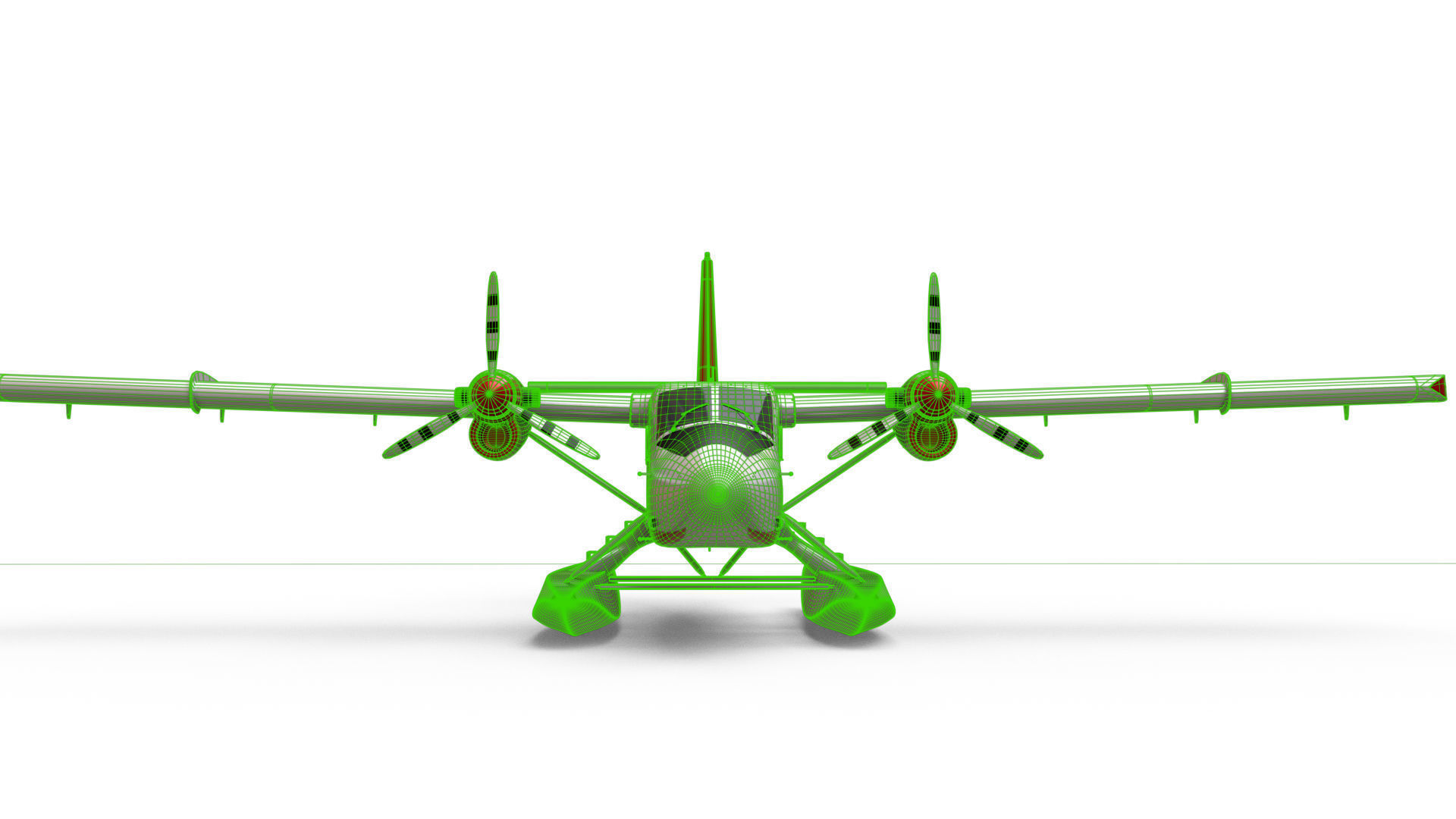 DHC 6 Twin Otter Sea Plane Low-poly 3D model_5