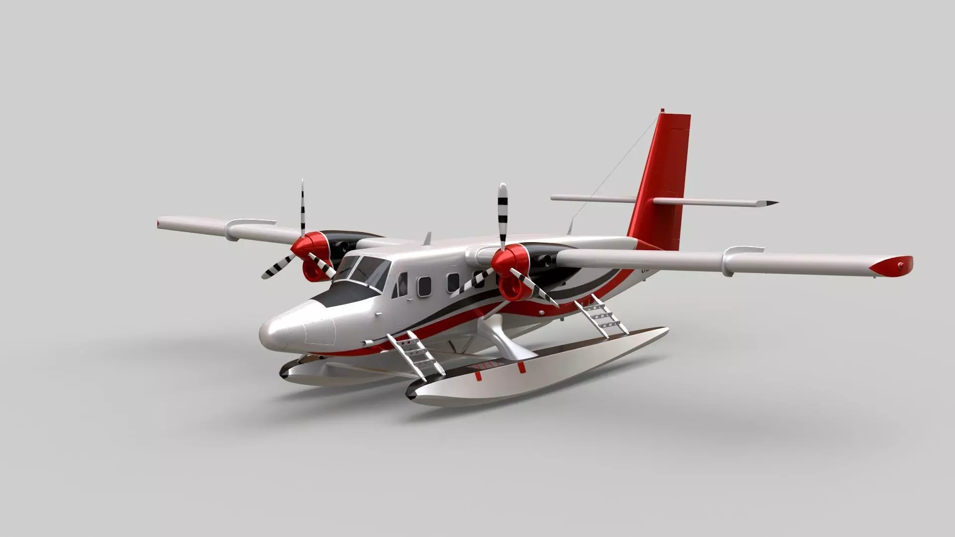 DHC 6 Twin Otter Sea Plane Low-poly 3D model_0