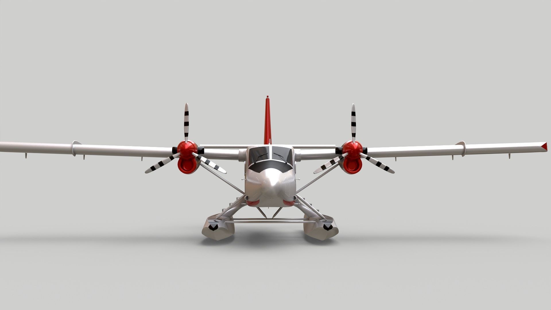 DHC 6 Twin Otter Sea Plane Low-poly 3D model_4
