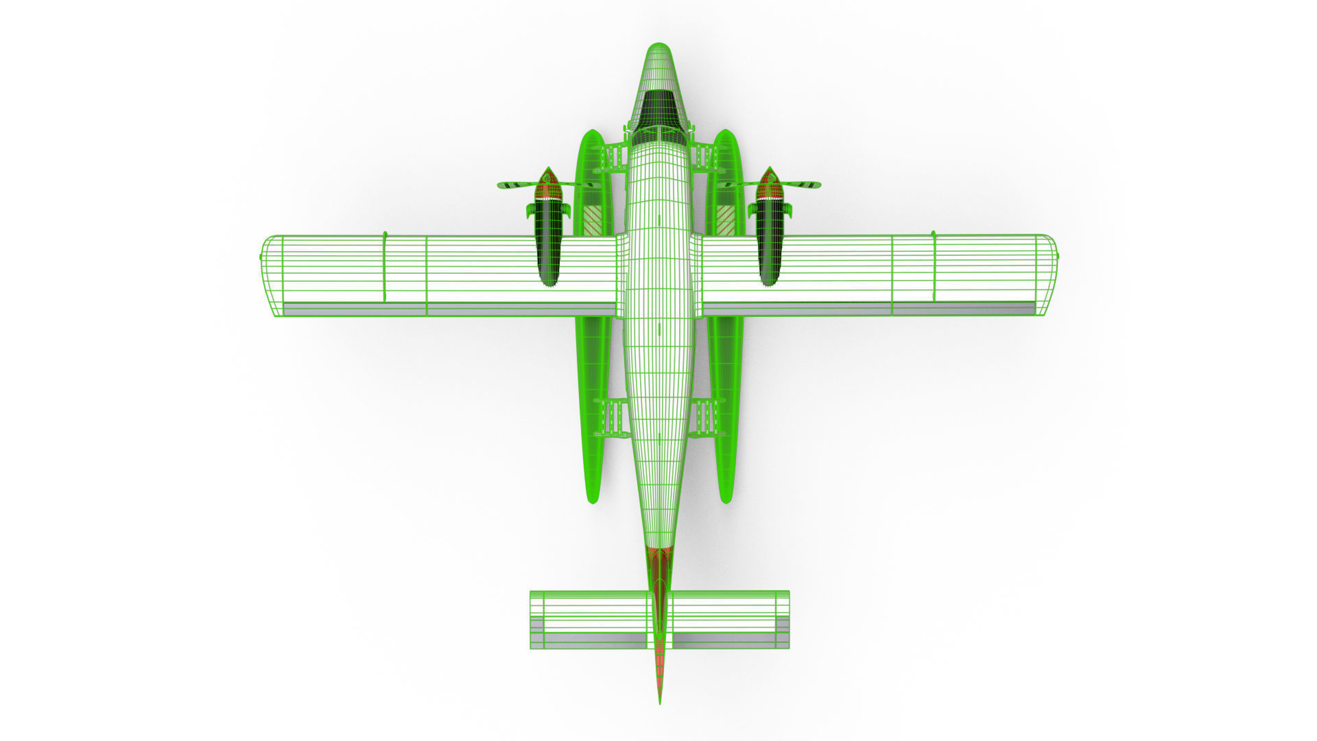 DHC 6 Twin Otter Sea Plane Low-poly 3D model_7
