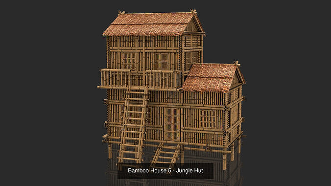 Bamboo Houses Collection - Jungle Hut 6 Model 3D Model Pack 7