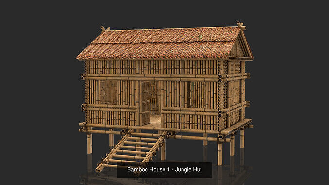 Bamboo Houses Collection - Jungle Hut 6 Model 3D Model Pack 3