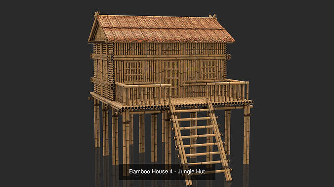 Bamboo Houses Collection - Jungle Hut 6 Model 3D Model Pack 6