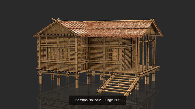 Bamboo Houses Collection - Jungle Hut 6 Model 3D Model Pack 4