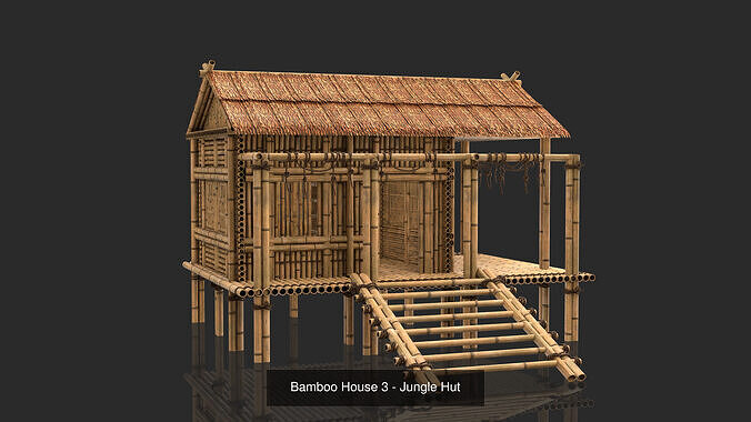 Bamboo Houses Collection - Jungle Hut 6 Model 3D Model Pack 5