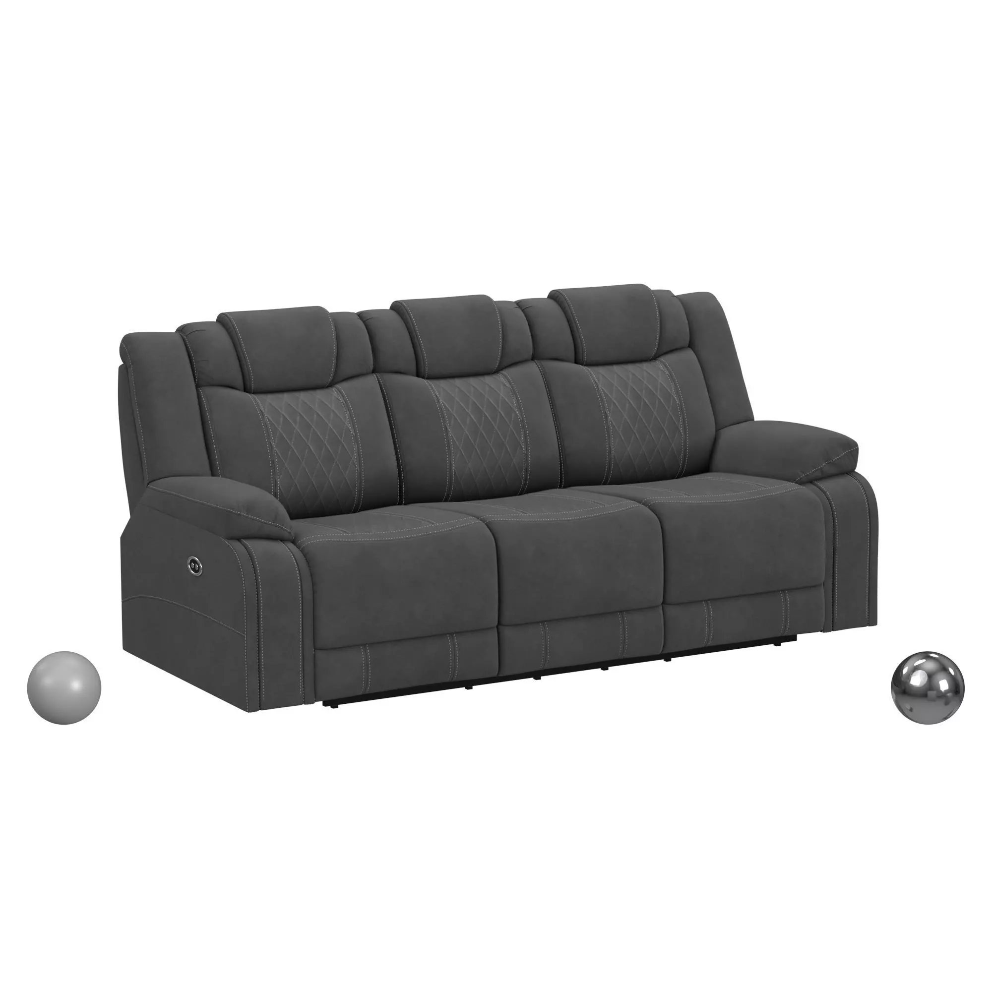 Elantra Power Motion Sofa In Pyxis PU Grey 3D model_0