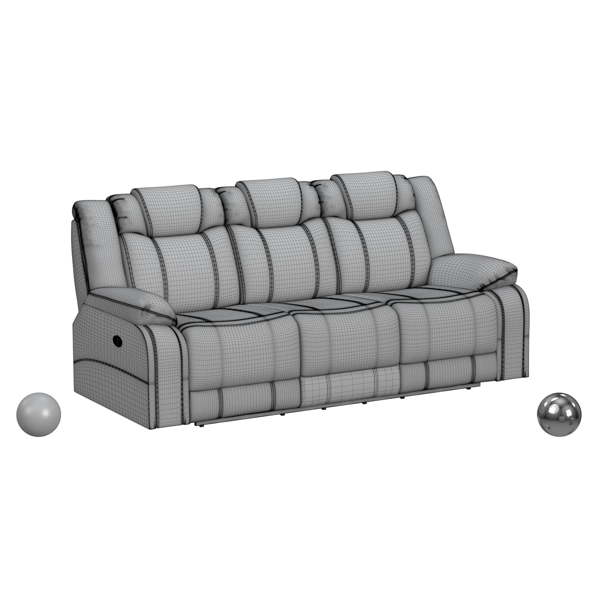 Elantra Power Motion Sofa In Pyxis PU Grey 3D model_3