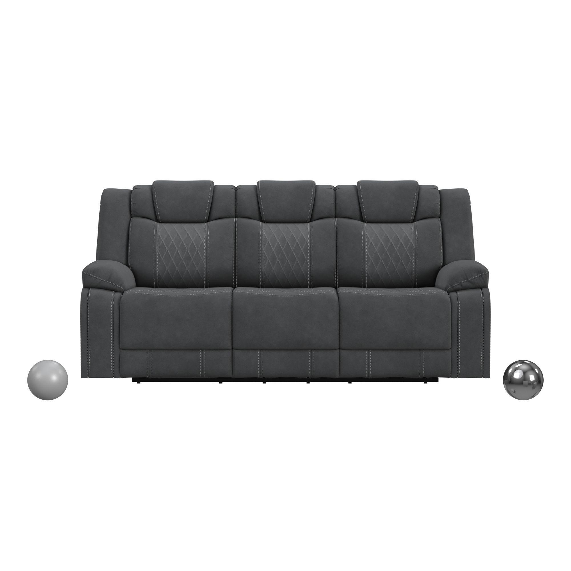 Elantra Power Motion Sofa In Pyxis PU Grey 3D model_1