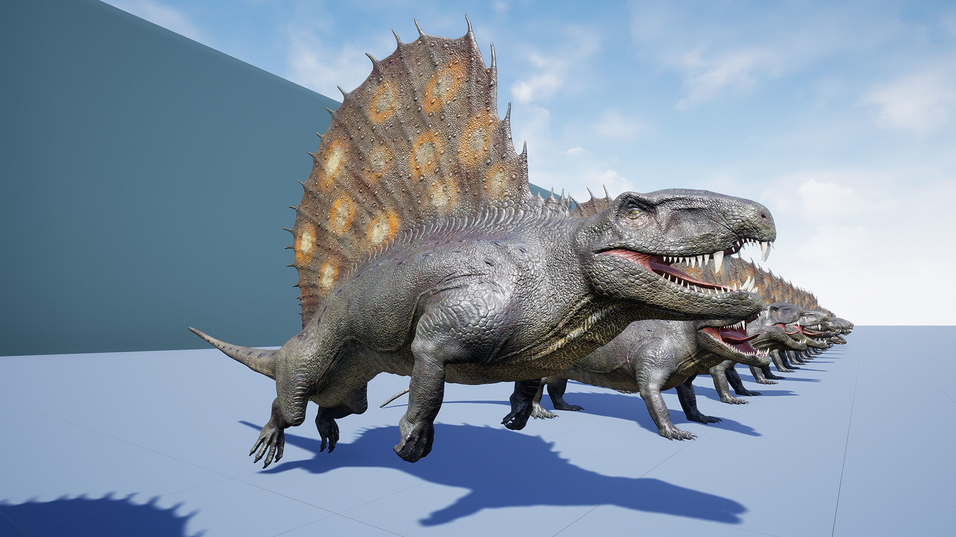 Dinosaur Dimetrodon Dinosaur Unreal Engine Project Low-poly 3D model_13
