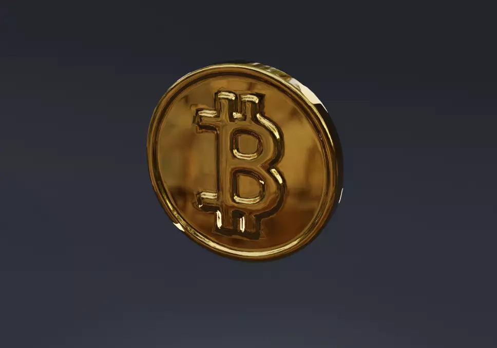 Bitcoin Printable 3D Coin Low-poly 3D model_0