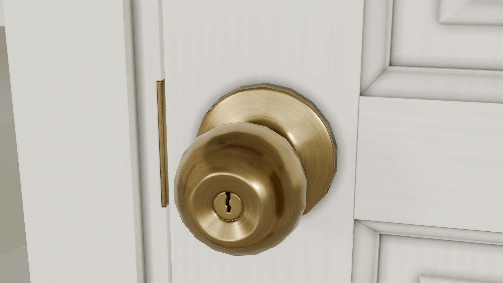 Wooden white door Low-poly 3D model_4