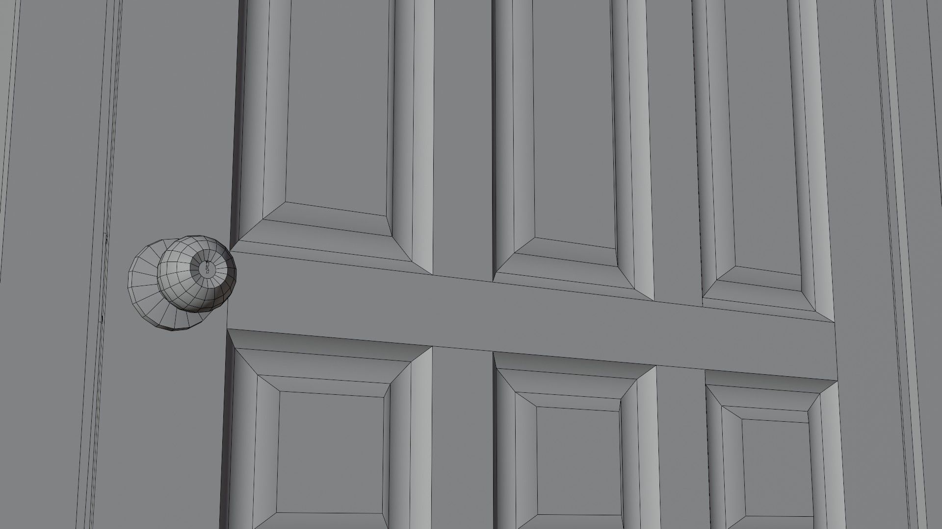 Wooden white door Low-poly 3D model_10