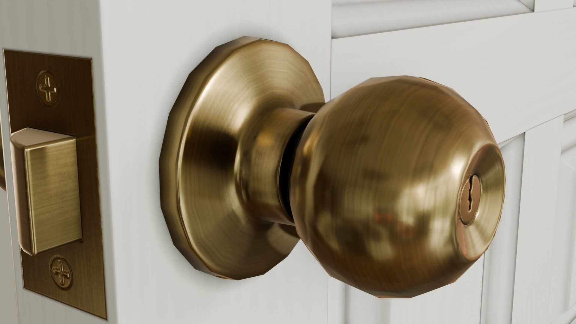 Wooden white door Low-poly 3D model_7