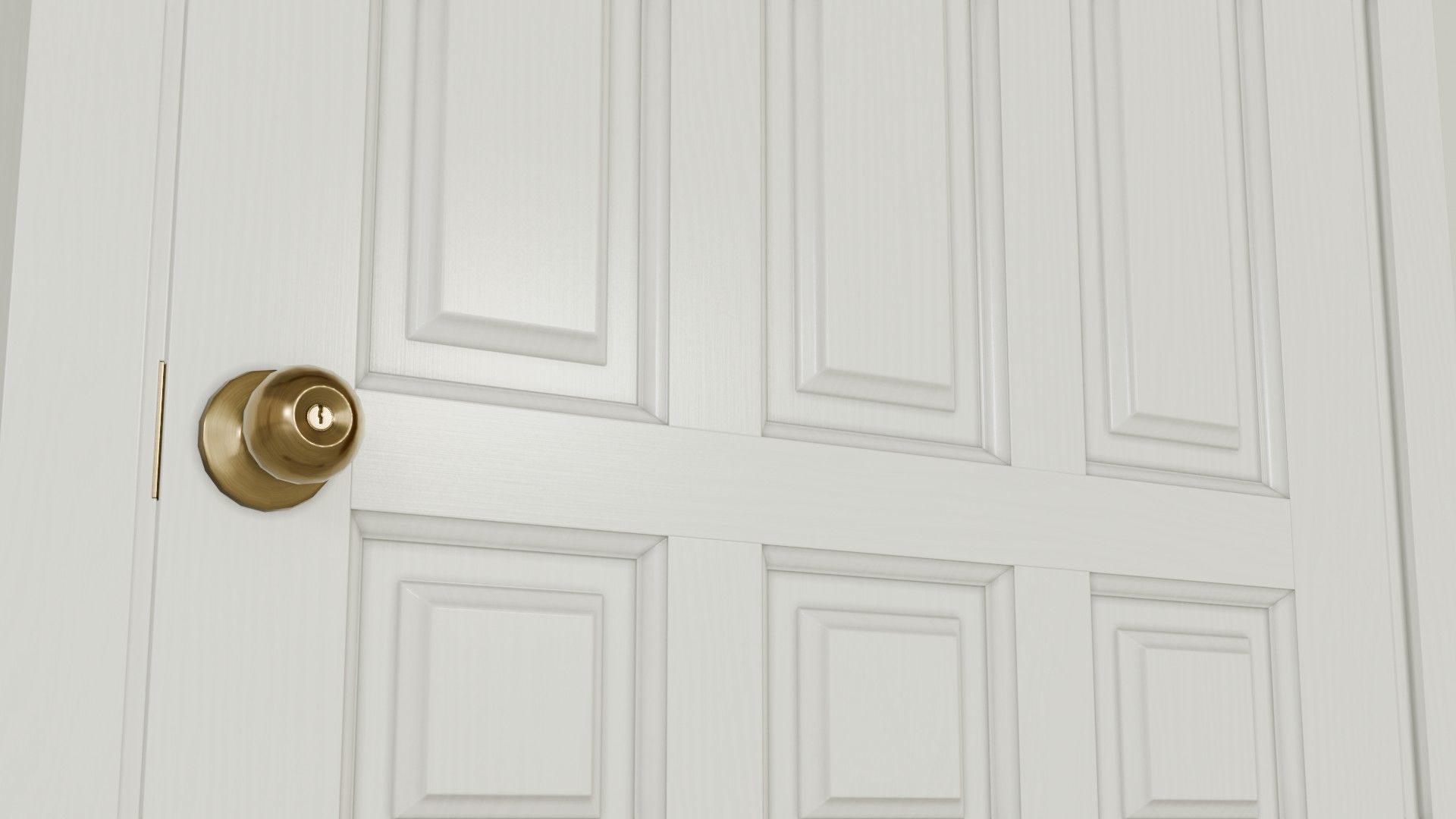 Wooden white door Low-poly 3D model_2