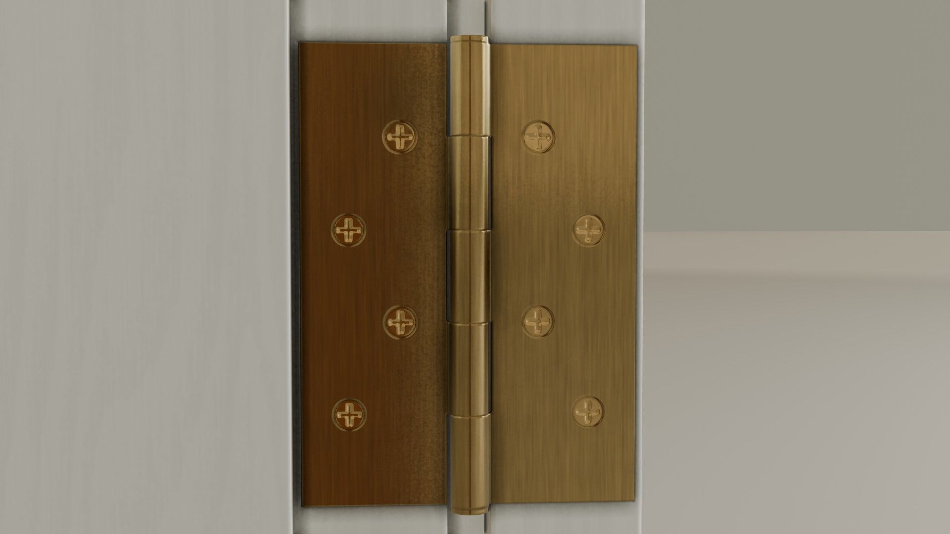 Wooden white door Low-poly 3D model_5