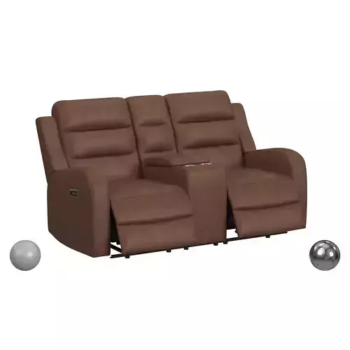 Avanti Power Motion Loveseat Console In Whiskers PU Brown  3D model