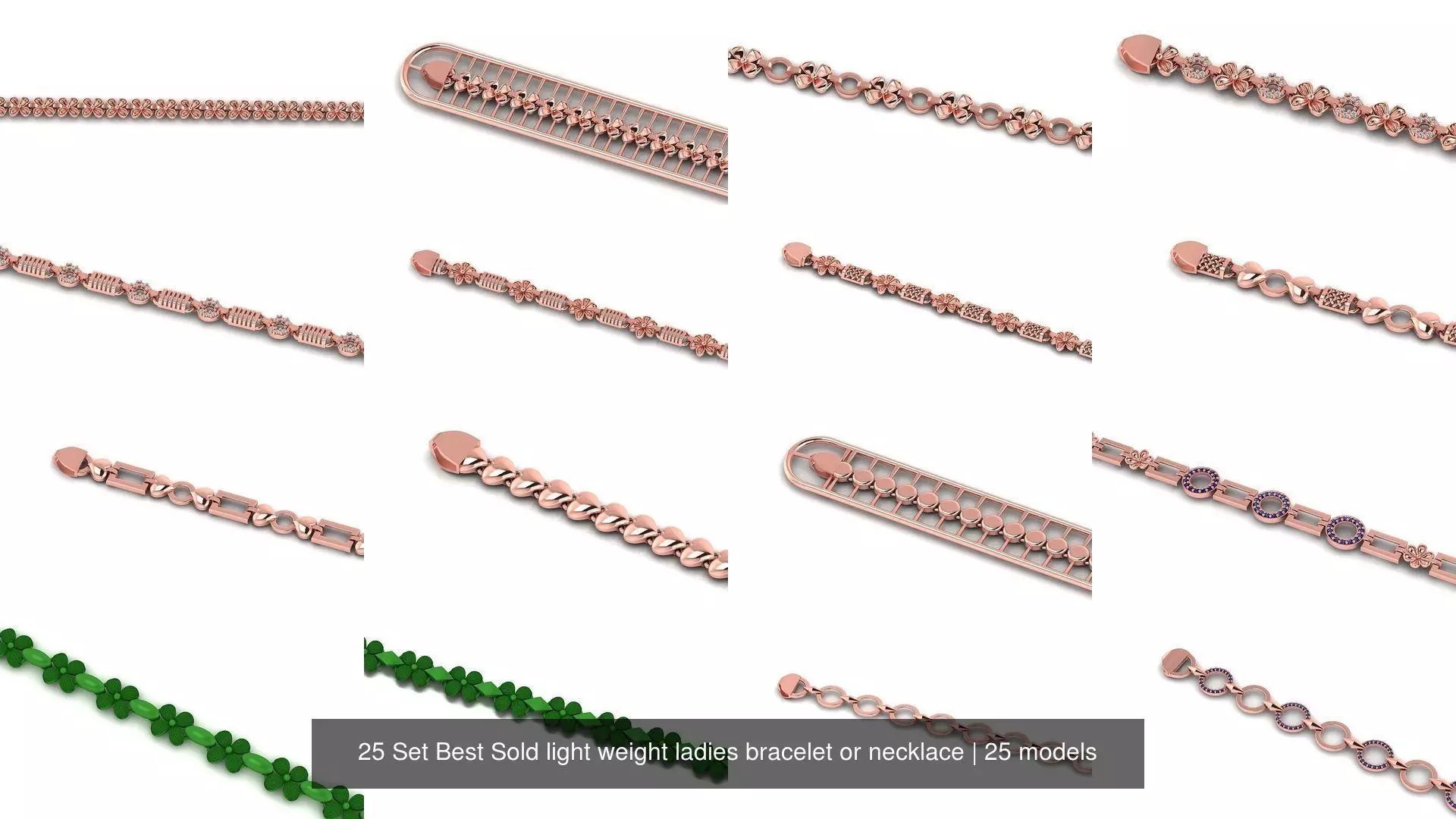 25 Set Best Sold light weight ladies bracelet or necklace 3D Model Collection_0
