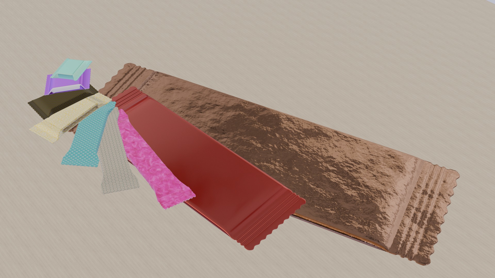 Assorted Candy Wrappers 3D M odel Low-poly 3D model_8